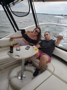 Guests aboard Weber Marine yacht